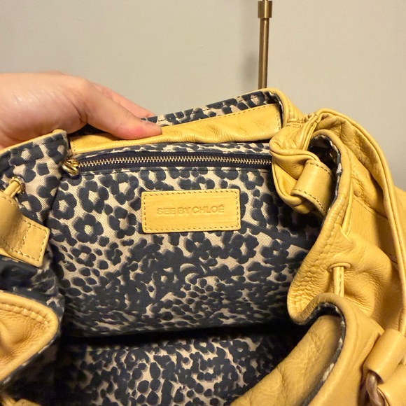 SEE BY CHLOE 2WAY Shoulder Bag Leather Tassel Yellow Authentic - Picture 14 of 14